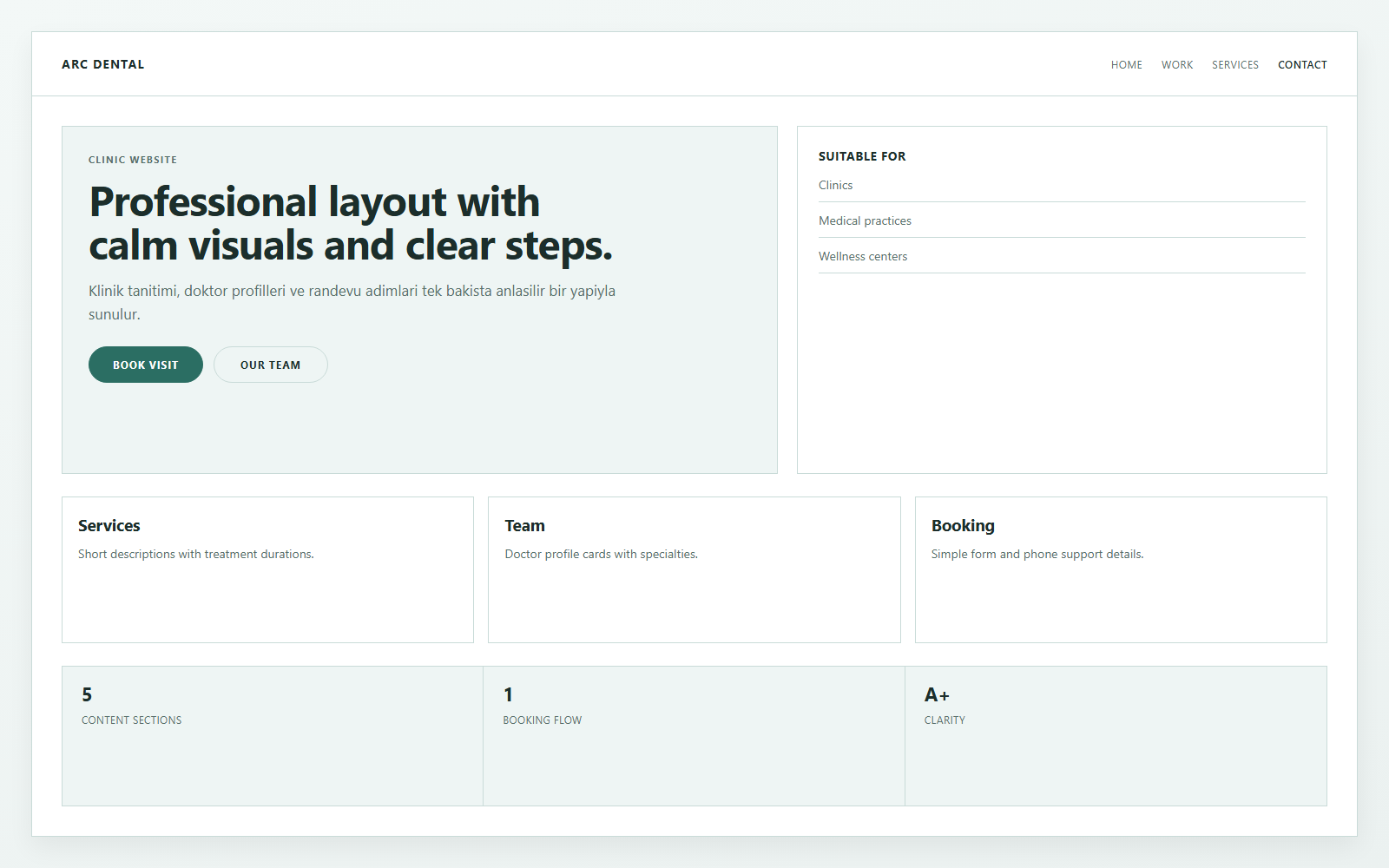 simple clinic website concept preview