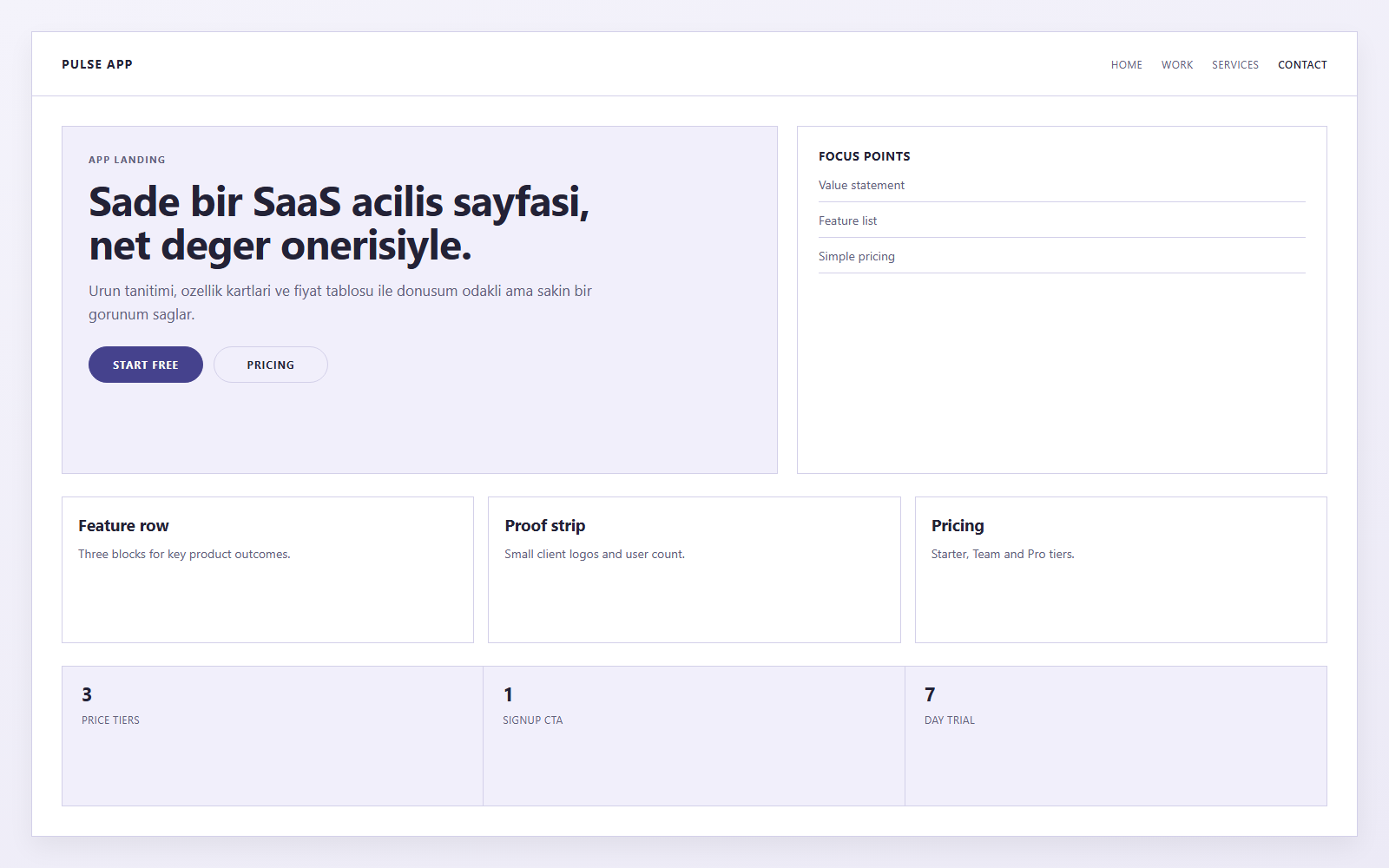 simple app landing page preview