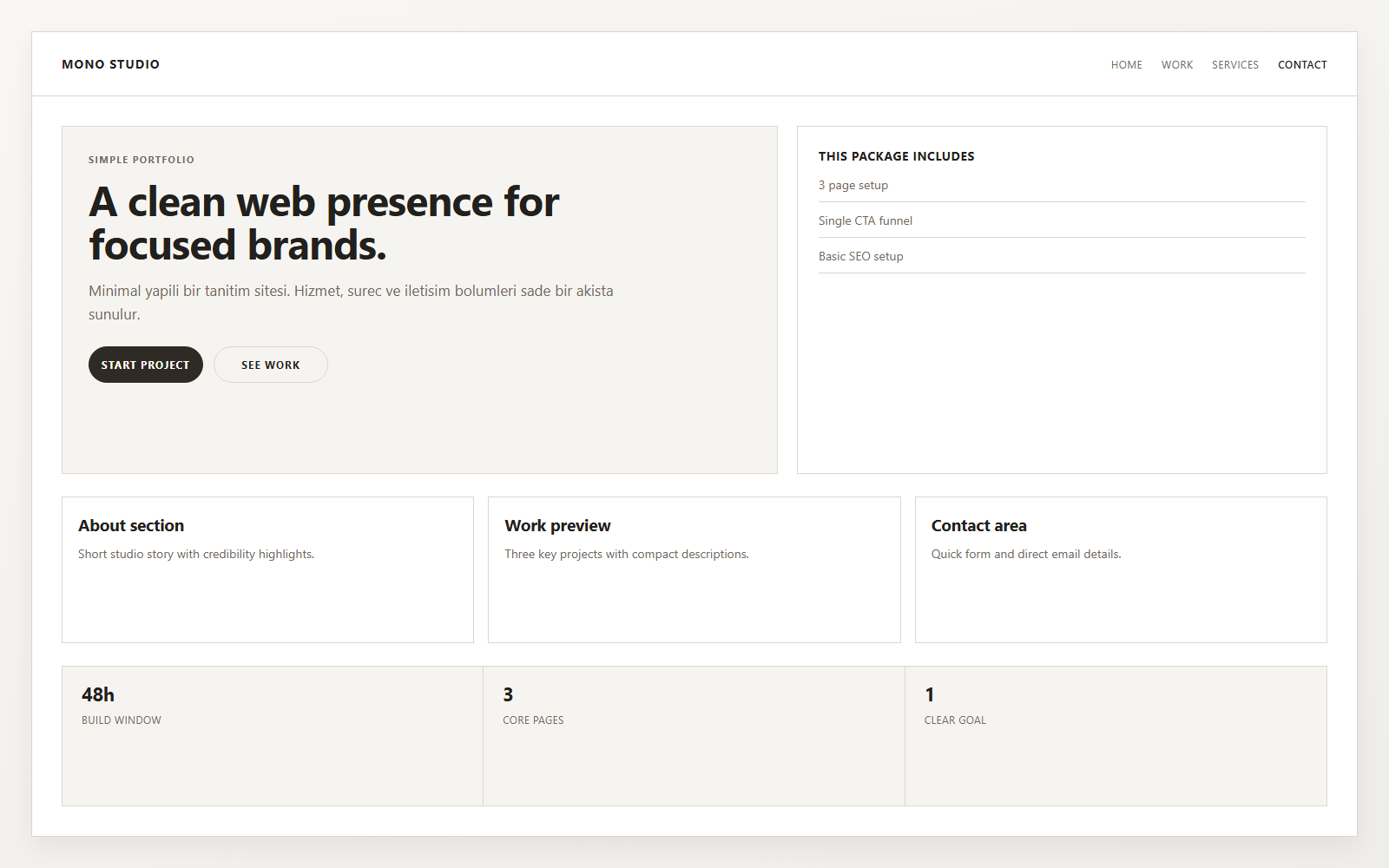 simple minimalist portfolio website preview
